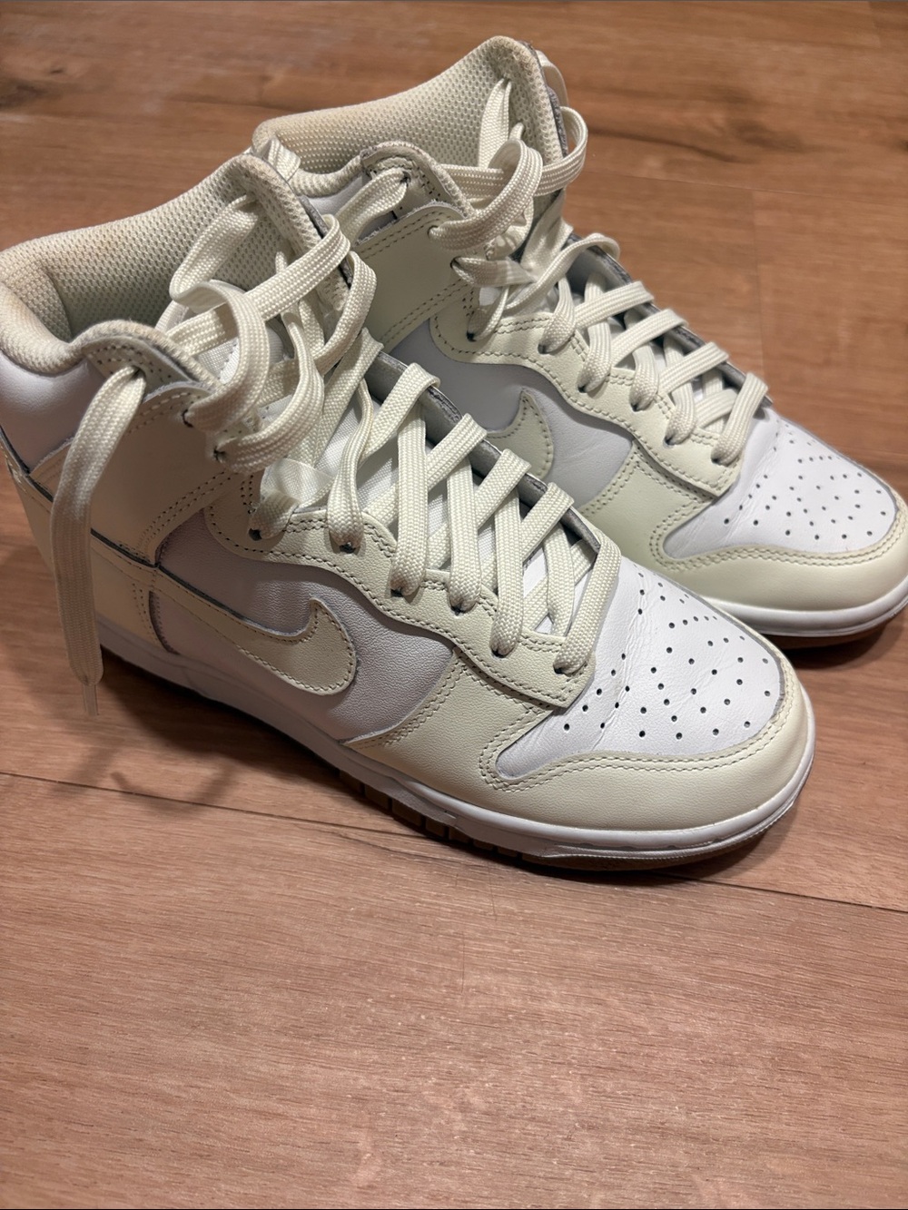 Nike High-Top Sneakers in Cream and White “Sail Gum”